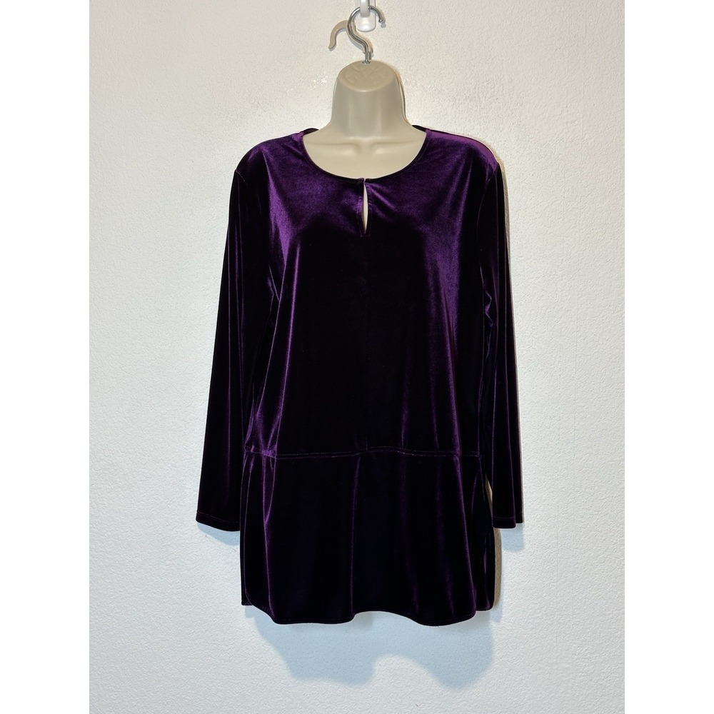 Lauren Ralph Lauren Purple Velvet Tunic Top Pullover Long Sleeve Size 1X